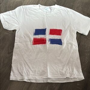 Kids White Tee with Red and Blue Graphic
